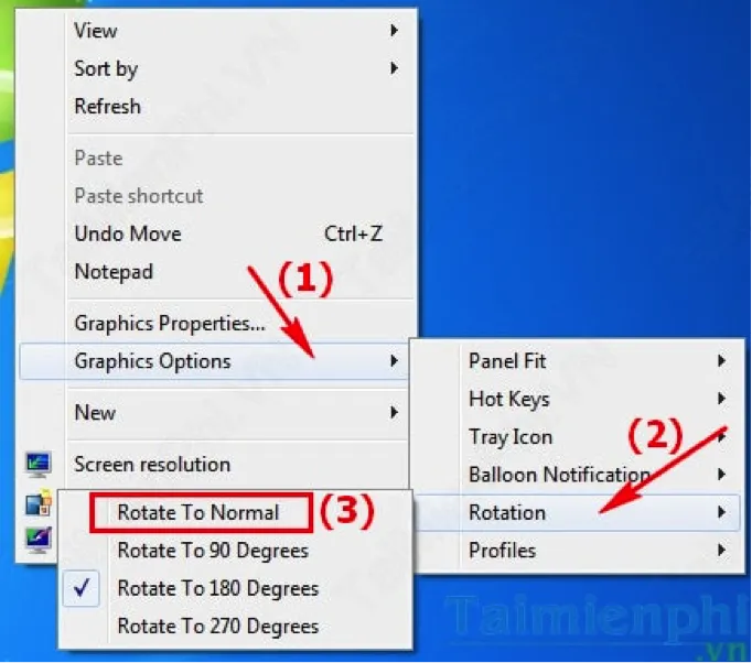 điều chỉnh xoay màn hình Windows 7