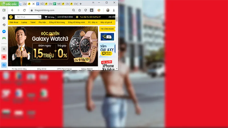 Cửa sổ ứng dụng đã được thu nhỏ và đặt vào góc, sẵn sàng cho việc sắp xếp thêm các cửa sổ khác