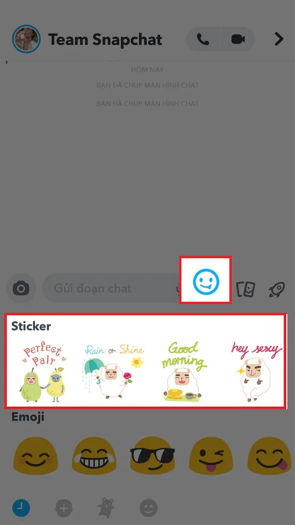 Gửi nhãn dán trong Snapchat trên máy tính