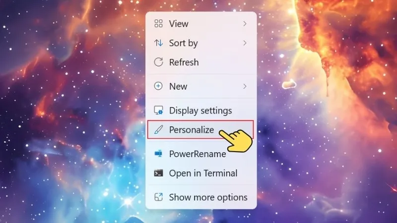 Click chuột phải &gt; Chọn Personalize