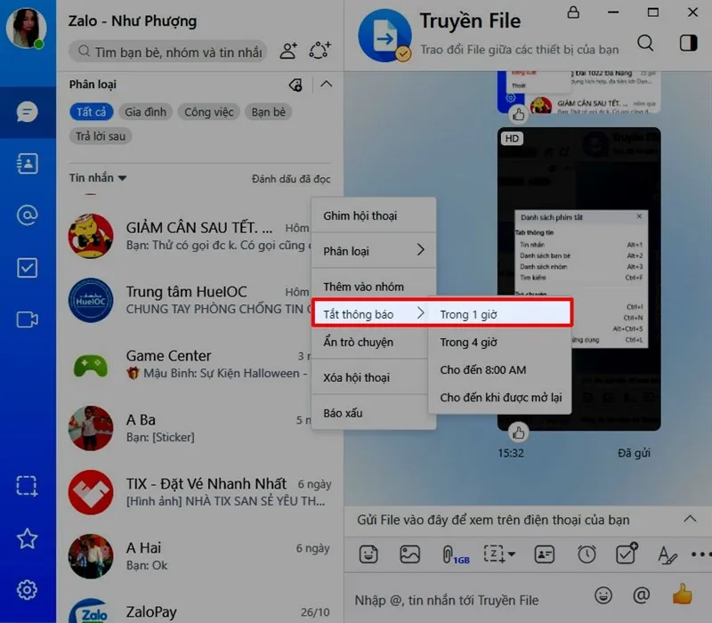 Cách Tắt Thông Báo Zalo Trên Máy Tính Cho Từng Cuộc Trò Chuyện
