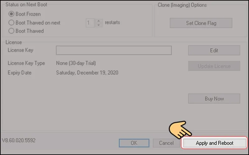 Nhấn chọn Apply and Reboot