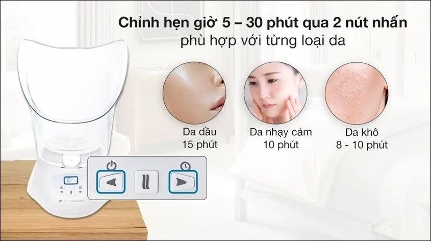 Chọn chế độ và thời gian xông hơi phù hợp với loại da trên máy xông mặt Rio Beauty FSTE2-EU khi sử dụng máy xông mặt đúng cách
