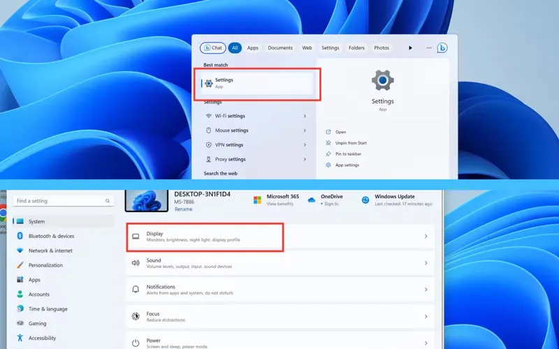 Hướng dẫn cách chỉnh chế độ bảo vệ mắt trên máy tính Windows 11 trong phần Display Setting
