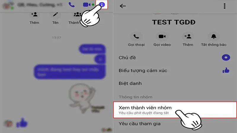 Chọn xem thành viên nhóm để quản lý, một phần của quá trình tương tác sau khi bạn đã thành công với cách mở tab Messenger ở giao diện Facebook máy tính.