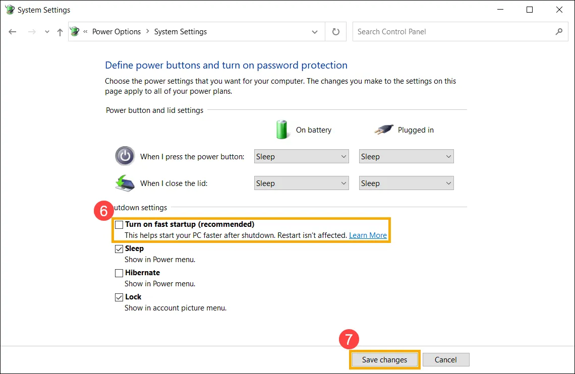 Vô Hiệu Hóa Khởi Động Nhanh Khi Sửa Máy Tính Không Tắt Được