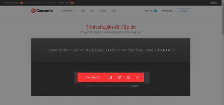 Tải file EPUB lên Convertio để chuyển đổi