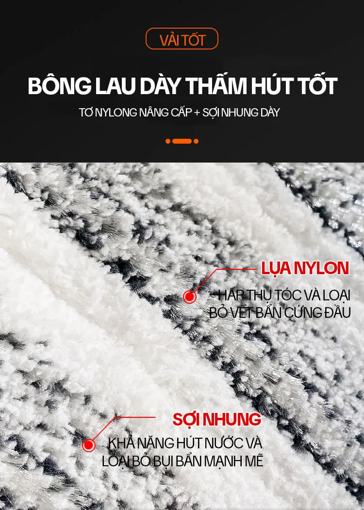 Gắn chặt miếng lau vào các chấu của bàn lau nhà tự vắt thông minh để đảm bảo cố định