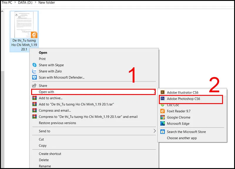 Mở file PDF bằng công cụ đồ họa để xử lí máy không mở được pdf