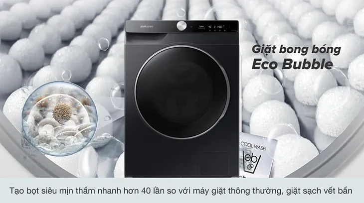 Công nghệ Eco Bubble tạo bọt siêu mịn trên máy giặt Samsung