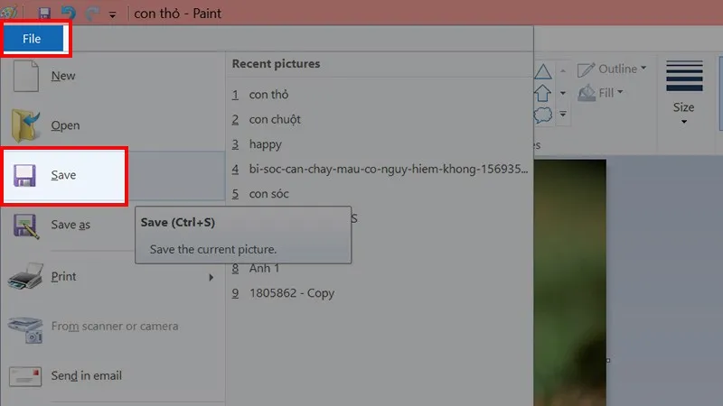 Lưu tác phẩm đã ghép chế ảnh trên máy tính bằng cách chọn File và Save để hoàn tất quá trình