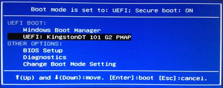 Menu UEFI Boot