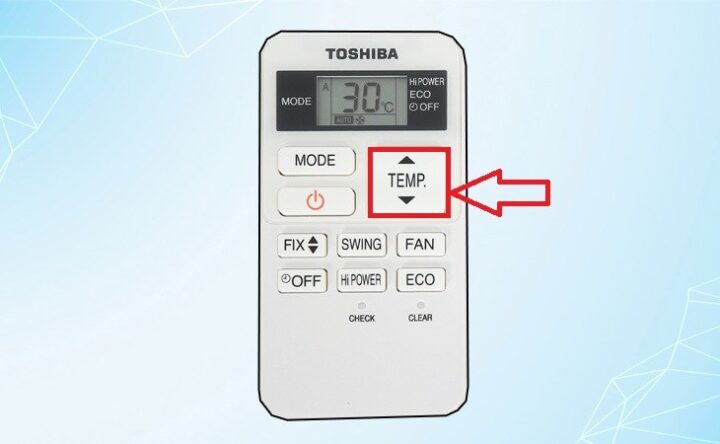 Điều chỉnh nhiệt độ remote máy lạnh Toshiba