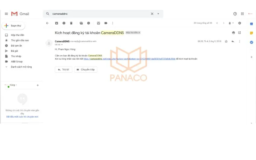 Kích hoạt tài khoản CameraDDNS.net qua email