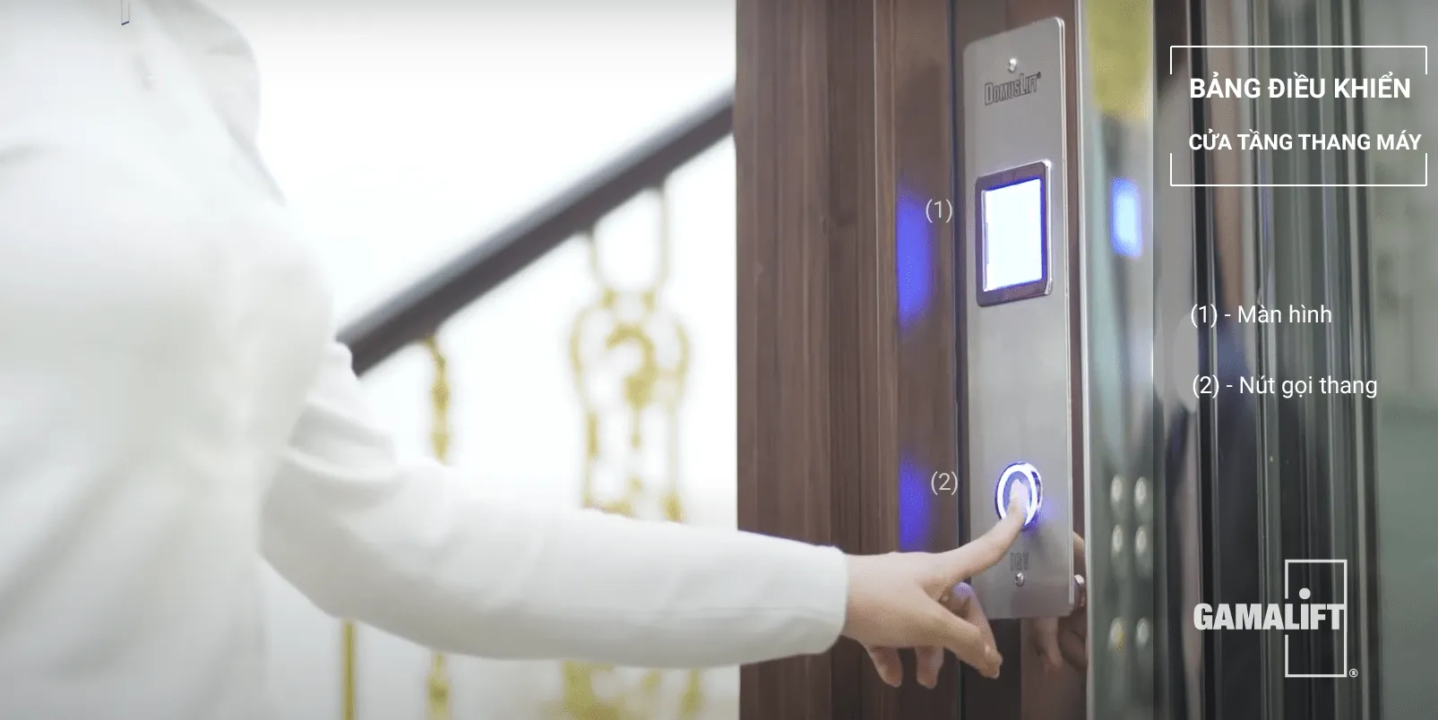 Chi tiết bảng điều khiển thang máy tại cửa tầng