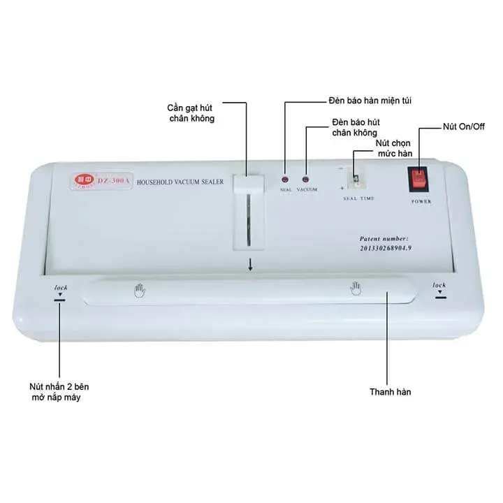 Bảng điều khiển máy hút chân không DZ300A chi tiết, hướng dẫn sử dụng các nút chức năng.