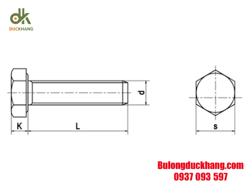 Bảng tra cứu kích thước ốc vít lục giác ngoài tiêu chuẩn