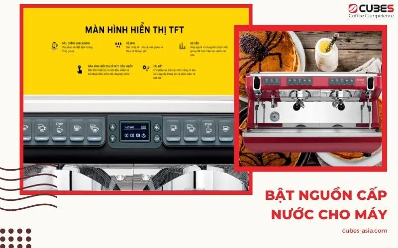 Bật nguồn cấp nước cho máy pha cà phê đúng cách