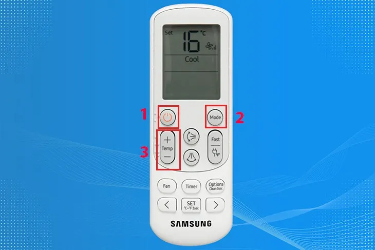 Cách chiỉnh chế độ sưởi ấm Heat của máy lạnh Samsung 2 chiều, hiển thị biểu tượng mặt trời