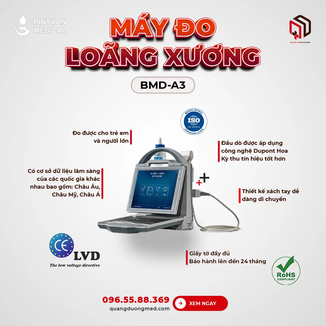 Máy đo loãng xương BMD-A3 của hãng Pinyuan, một lựa chọn trong cách sử dụng máy đo loãng xương bằng siêu âm