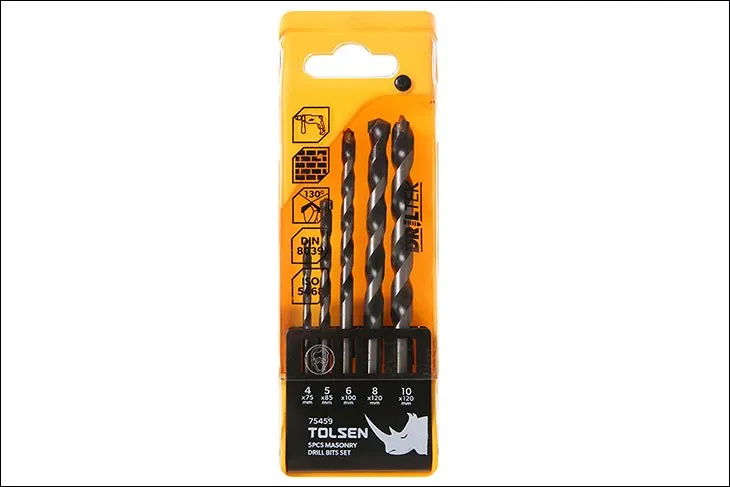 Bộ mũi khoan tường Tolsen làm từ cacbua chất lượng cao, đảm bảo hiệu suất và an toàn khi sử dụng máy khoan tường