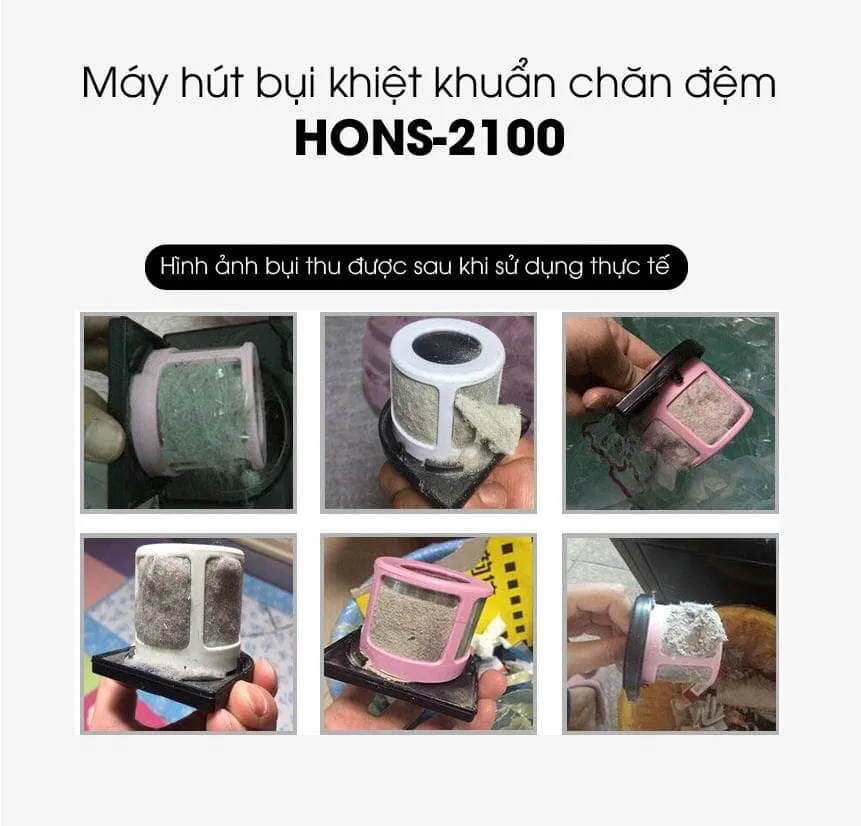 Khoang chứa bụi sau khi sử dụng máy Hons 2100 cho thấy hiệu quả