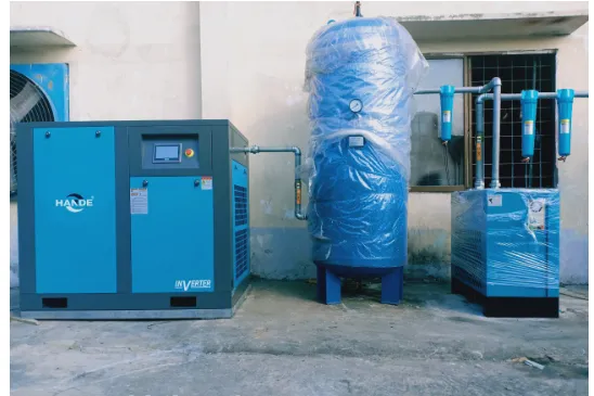 Hệ thống máy nén khí trục vít 30HP Hande biến tần với các thành phần tích hợp, tối ưu hiệu suất cho sản xuất công nghiệp.