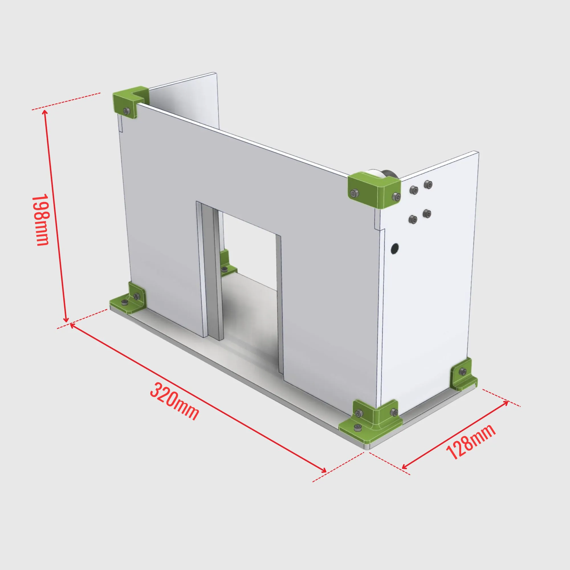 Kích thước tổng thể của mô hình hệ thống lắp ráp tự động cửa tự động Arduino