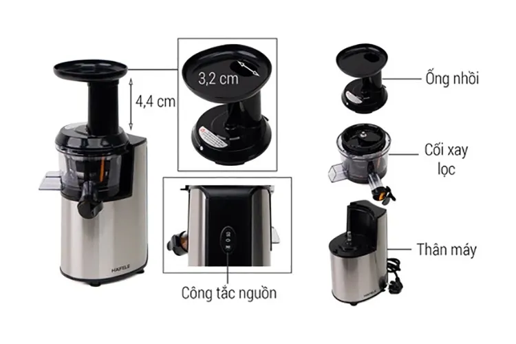 Sơ Đồ Các Bộ Phận Của Máy Ép Chậm Hafele GS-133N Giúp Dễ Dàng Cách Lắp