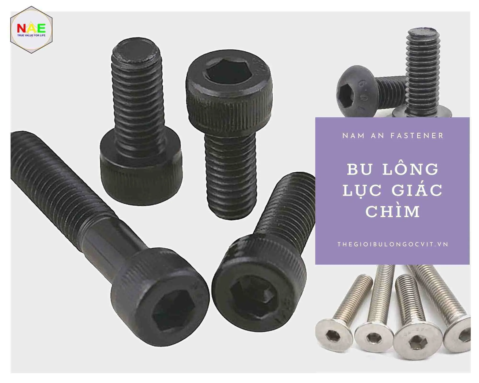 Các loại bu lông lục giác chìm tiêu chuẩn cho ngành công nghiệp mua bán bu lông ốc vít