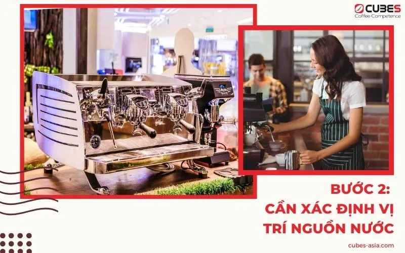 Thiết lập vị trí nguồn nước và hệ thống cấp thoát nước cho máy pha cà phê