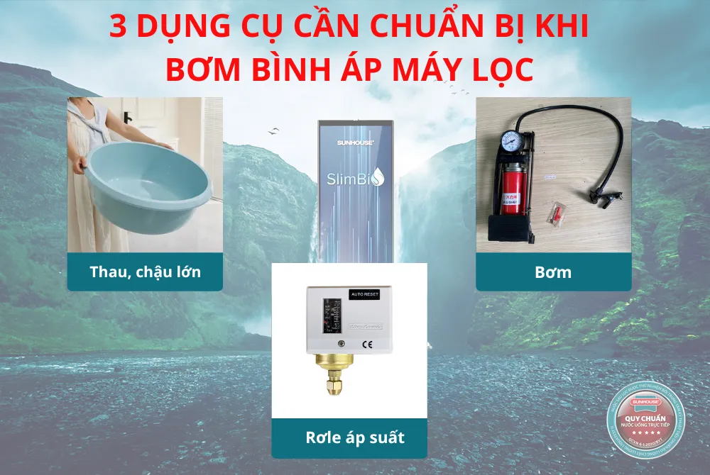 Các dụng cụ cần chuẩn bị trước khi thực hiện các thao tác bảo dưỡng hệ thống ống dẫn nước của máy lọc