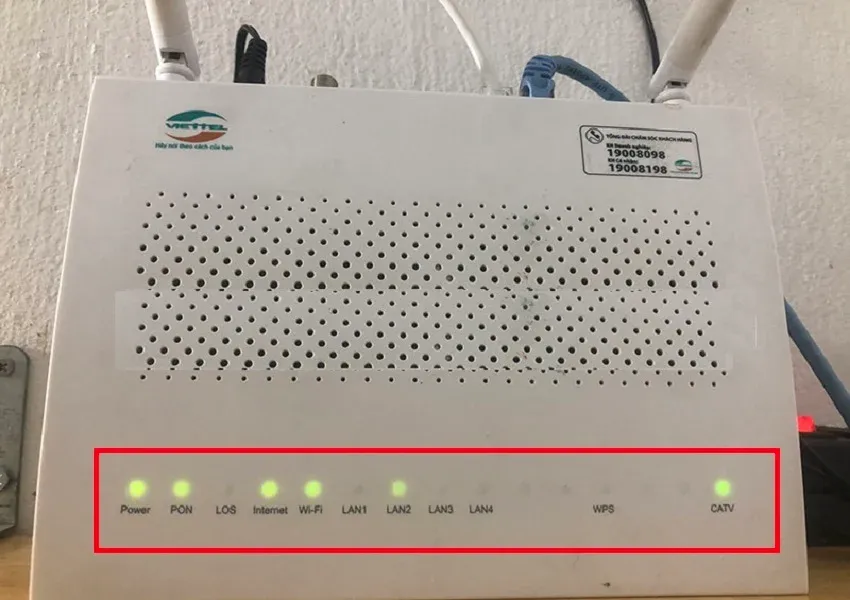Tình trạng đèn tín hiệu trên modem Wi-Fi