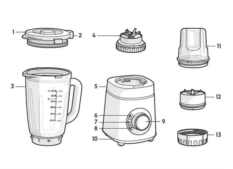 Máy xay sinh tố Electrolux E5TB1-701K và các bộ phận chi tiết