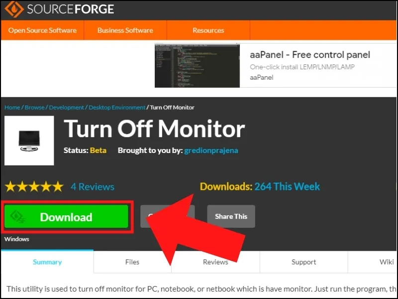 Giao diện phần mềm Turn Off Monitor giúp tắt màn hình Dell nhanh chóng bằng phím tắt.