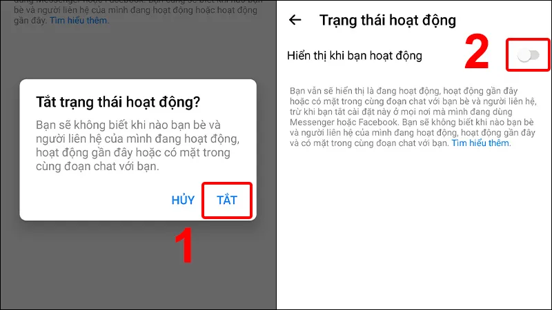 Nhấn TẮT để hoàn tất thao tác trên Messenger