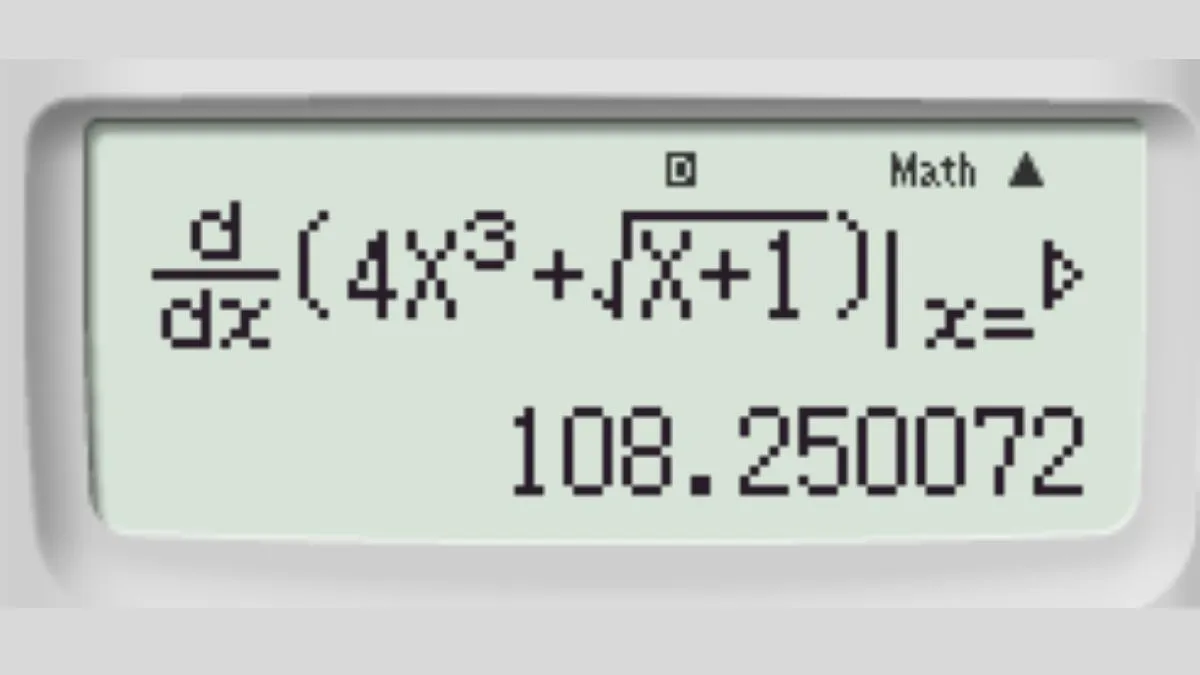 Màn hình máy tính Casio hiển thị kết quả cuối cùng khi tính đạo hàm cấp 2