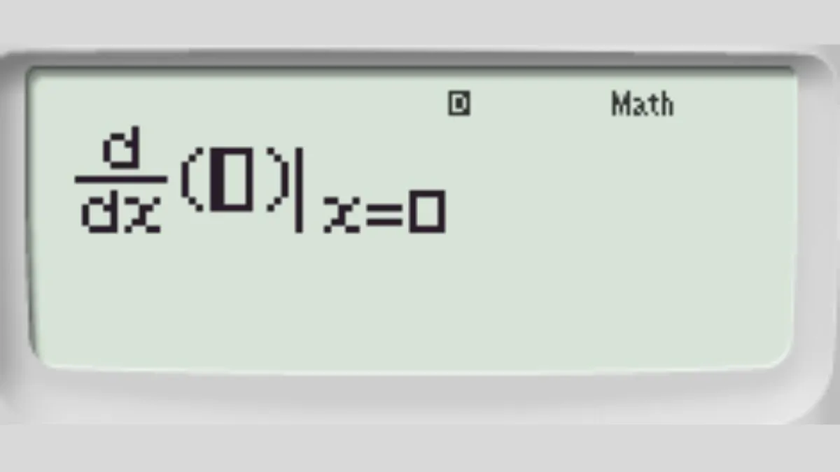 Bàn phím máy tính Casio hiển thị bước đầu tiên để tính đạo hàm cấp 1 của một hàm số