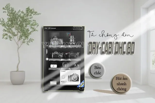 Tủ chống ẩm Dry-Cabi DHC 80 lít giúp bảo quản pin máy ảnh hiệu quả