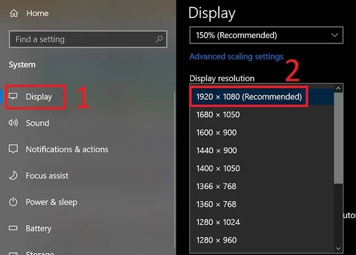 Thiết lập độ phân giải màn hình để khắc phục lỗi không full màn hình máy tính