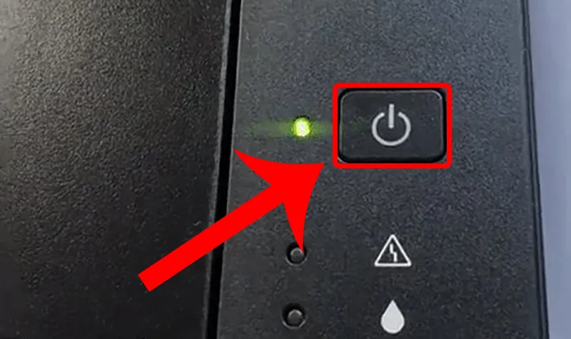 Đèn nút nguồn sáng báo hiệu máy in Canon đã sẵn sàng