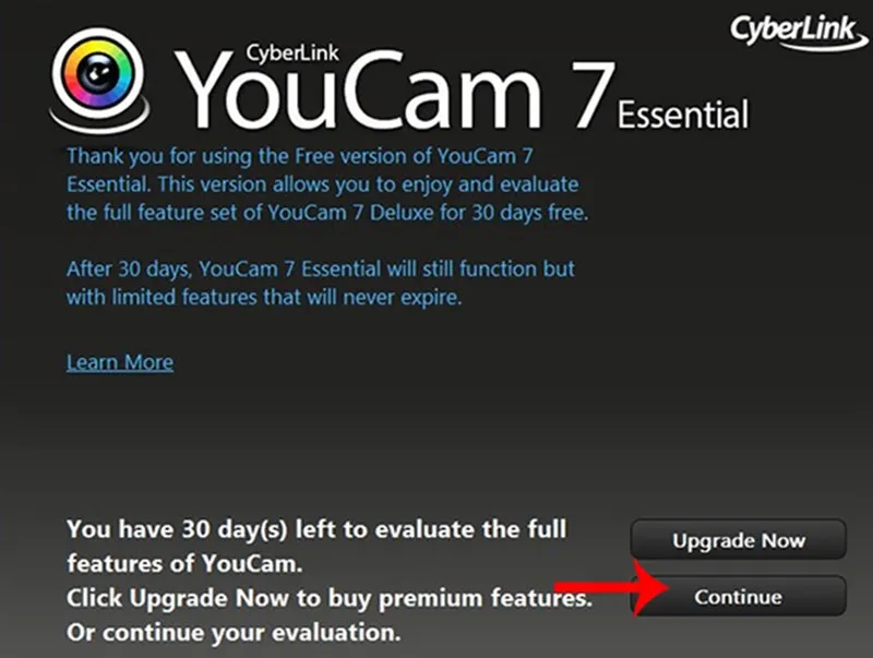 Nhấn vào Continue