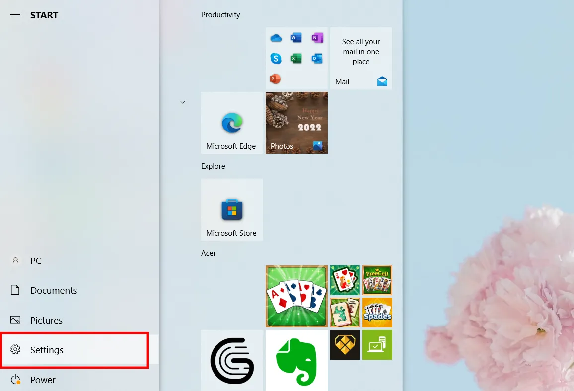 Mở ứng dụng Settings trên laptop Dell để cấu hình Wifi