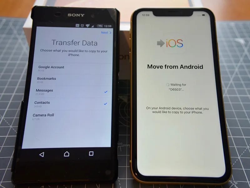 Hãy ấn chọn loại dữ liệu mà bạn muốn chuyển từ Android sang iPhone