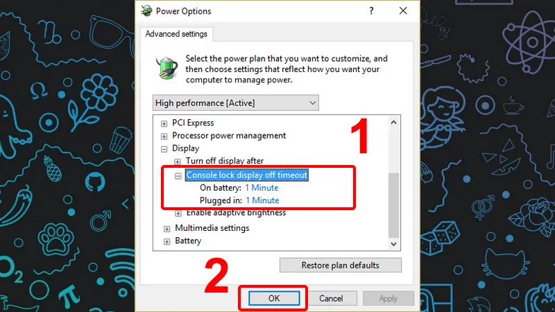 Thiết lập thời gian Console lock display off timeout để kiểm soát màn hình khóa