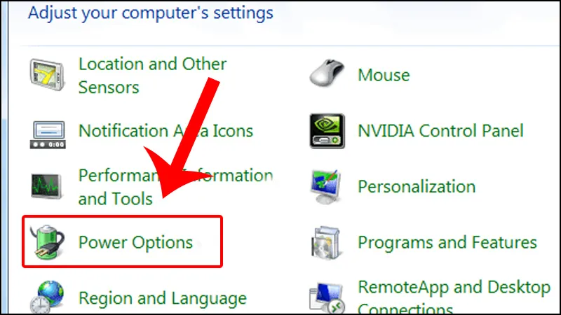 Truy cập Power Options để quản lý chế độ tiết kiệm năng lượng