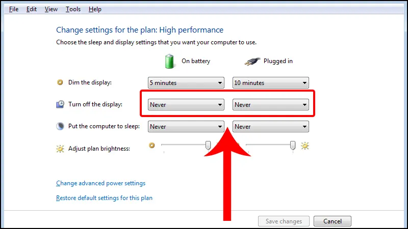 Lựa chọn Never để màn hình luôn sáng và không tự khóa