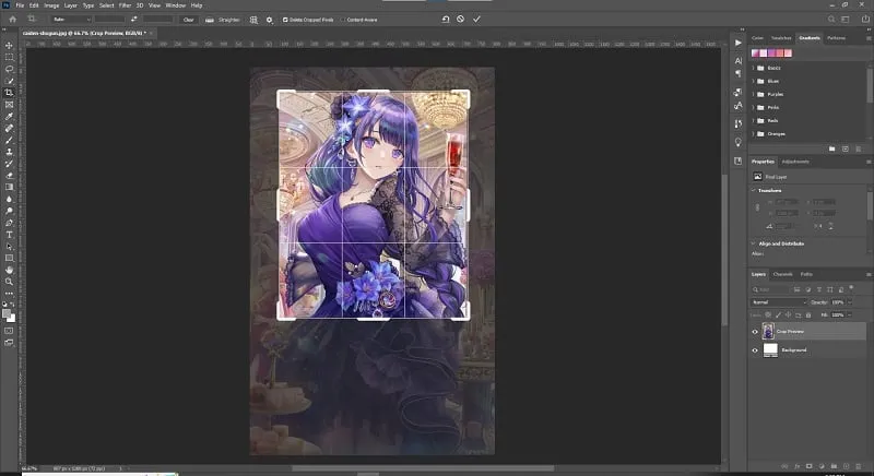 Sử dụng Crop Tool trong Photoshop để chọn vùng ảnh cần cắt sửa hình ảnh