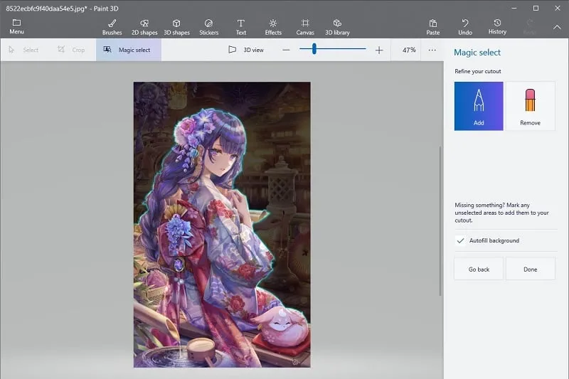 Sử dụng Magic Select để tách chủ thể khỏi nền, một tính năng nâng cao khi cắt sửa hình ảnh