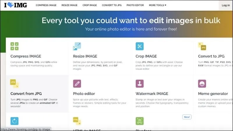 Giao diện công cụ chế ảnh iLoveIMG trên máy tính giúp người dùng tạo meme trực tuyến dễ dàng
